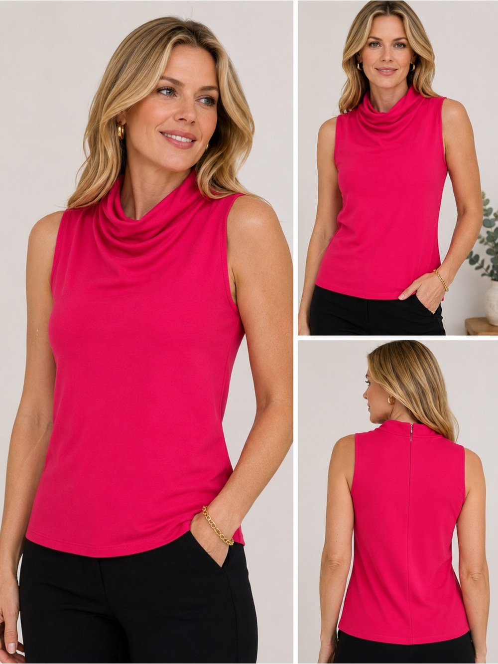 St. John for Nordstrom Pink Sleeveless Mock Neck Knit Top Size 8